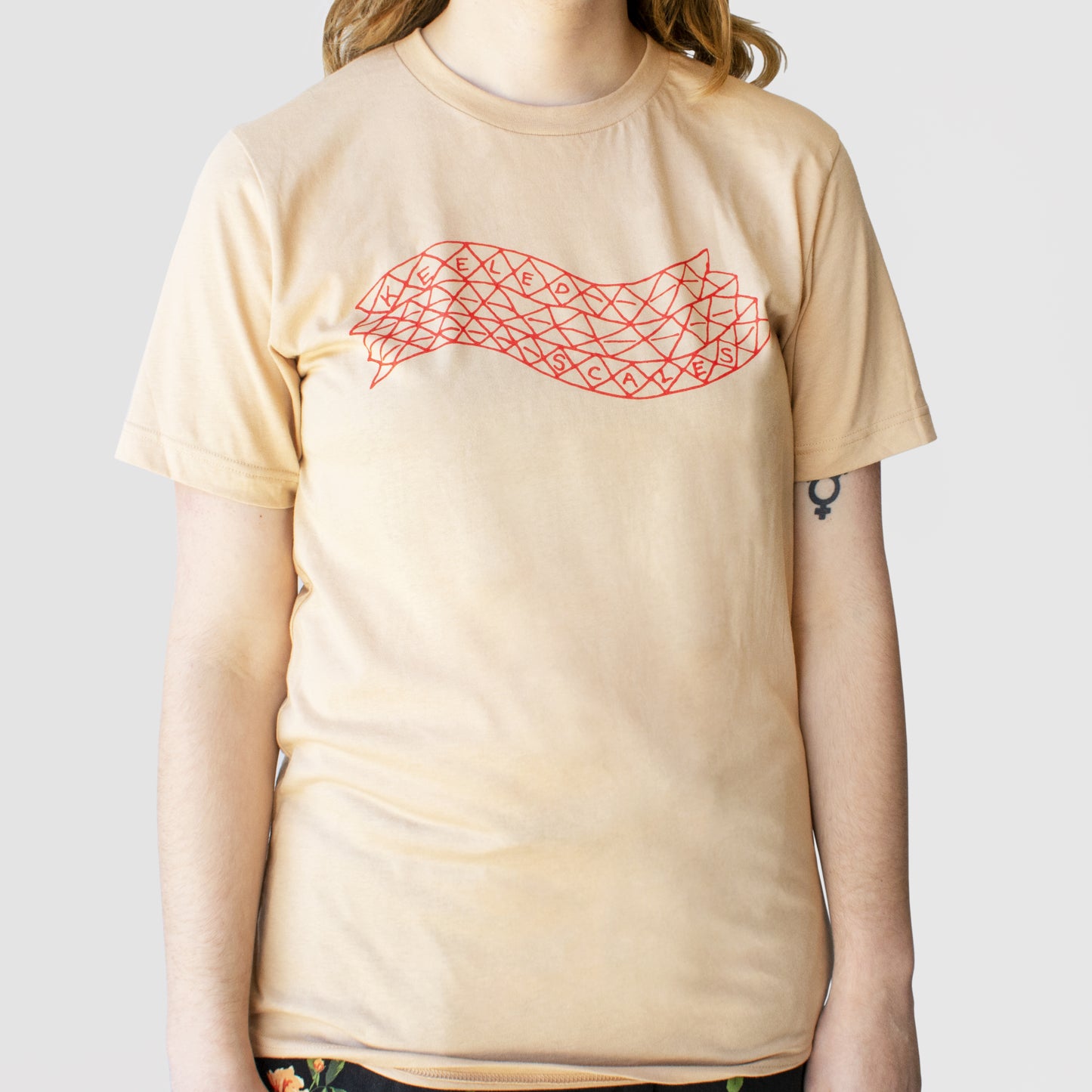 Keeled Scales - Keeled Scales T-Shirt (Sand Dune + Scarlet Logo)