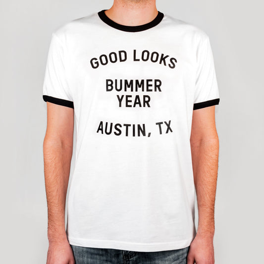 Good Looks - Bummer Year Ringer T-Shirt (White)